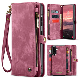 Etui CASEME do Samsung Galaxy A56 5G, Retro Leather Wallet, z paskiem, czerwone
