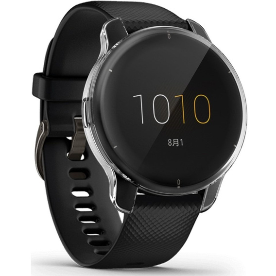 2w1 Etui z Osłoną Silikonową na ekran do Garmin Venu 2 Plus, Przezroczyste