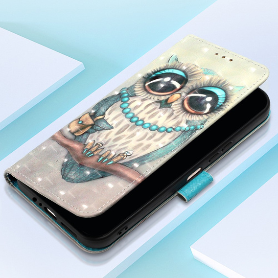 Etui z Klapką do Samsung Galaxy A25 5G , Light Spots Decor, Owl + szkło 9H