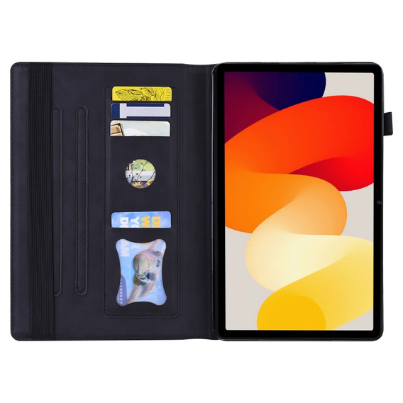 Etui z klapką i kieszonkami na karty do Xiaomi Redmi Pad 2 - Czarne