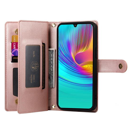 Etui z klapką do Samsung Galaxy A56 5G, Wallet Zipper Pocket, różowe