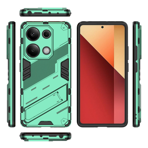Etui do Xiaomi Redmi Note 13 Pro 4G / Xiaomi Redmi Note 14S / Xiaomi Poco M6 Pro 4G, Military kickstand, zielone