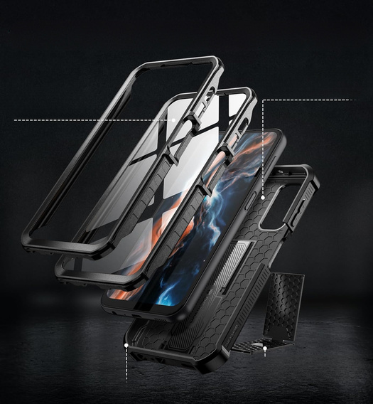 Etui pancerne do Samsung Galaxy A25 5G, Dexnor Full Body (Two Frames), czarne