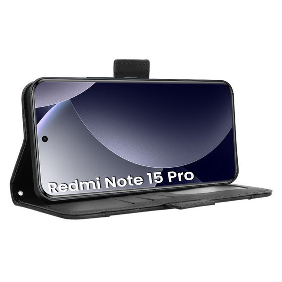 Etui z klapką do Xiaomi Redmi Note 15 Pro 4G, Card Slot, czarne