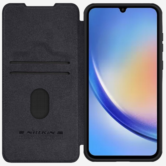 Etui z klapką NILLKIN do Samsung Galaxy A55, CamShield Qin Pro, skórzane, czarne