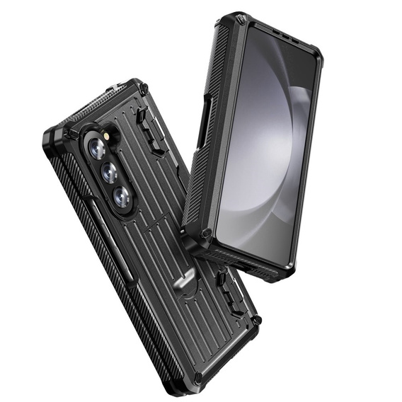 Etui do Samsung Galaxy Z Fold5 5G, Kickstand, z podstawką i ochroną ekranu, czarne
