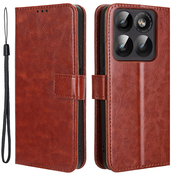 Stylowe etui z klapką do Motorola Edge 60 Pro, Crazy Horse Wallet - brązowe