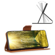 Etui z klapką do Samsung Galaxy A15, Wallet Litchi Leather, brązowe + szkło 9H