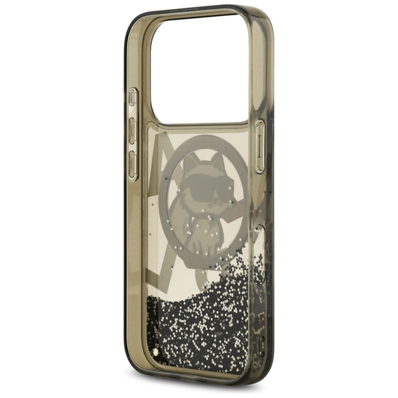 Etui Karl Lagerfeld do iPhone 17 Pro, Liquid Glitter Choupette MagSafe, czarne