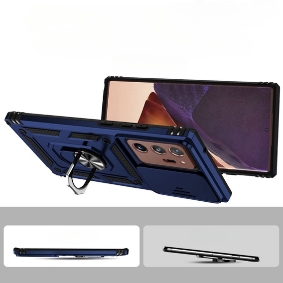 Etui pancerne do Samsung Galaxy Note 20 Ultra, CamShield Slide, niebieskie