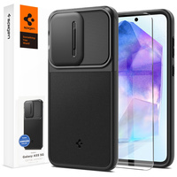 Etui Spigen do Samsung Galaxy A55 5G, Optik Armor, Czarne + Szkło