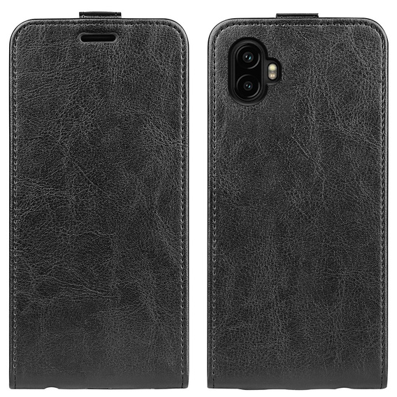 Etui z klapką pionową do Samsung Galaxy Xcover 7 Pro – czarne, skórzane, z kieszeniami na karty