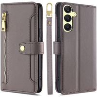 Etui z klapką do Samsung Galaxy A25 5G, Wallet Zipper Pocket, szare