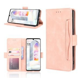 Etui z klapką do LG Velvet, Card Slot, różowe