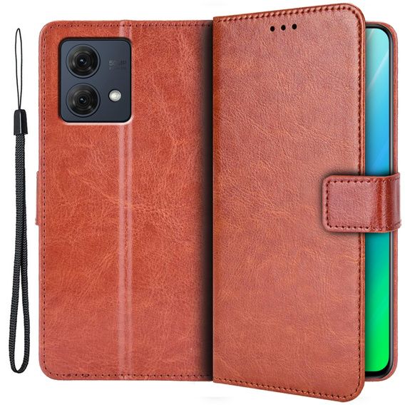 Etui z klapką do Motorola Moto G84 5G, Crazy Horse Wallet, brązowe