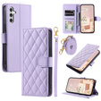 Etui z klapką do Samsung Galaxy A16 / A16 5G, Rhombus Crossbody Leather, fioletowe