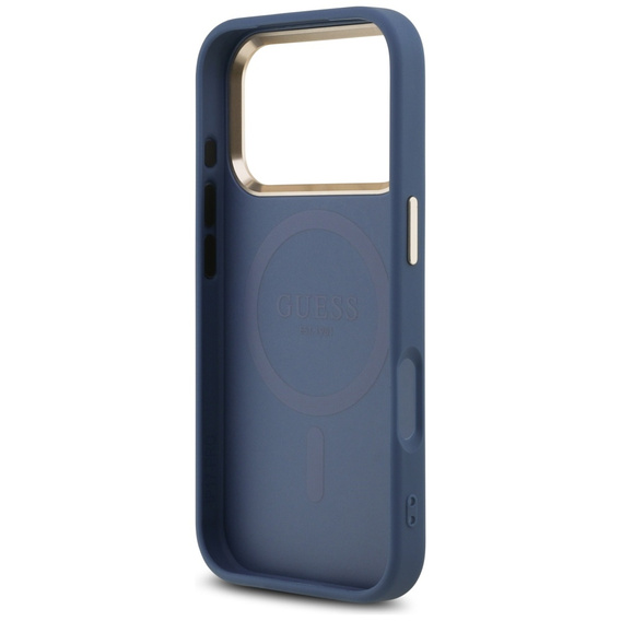 Etui GUESS do iPhone 17 Pro, 4G Triangle Logo MagSafe, niebieskie