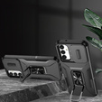 Etui do Samsung Galaxy A15, pancerne Slide Ring, czarne + szkło 9H