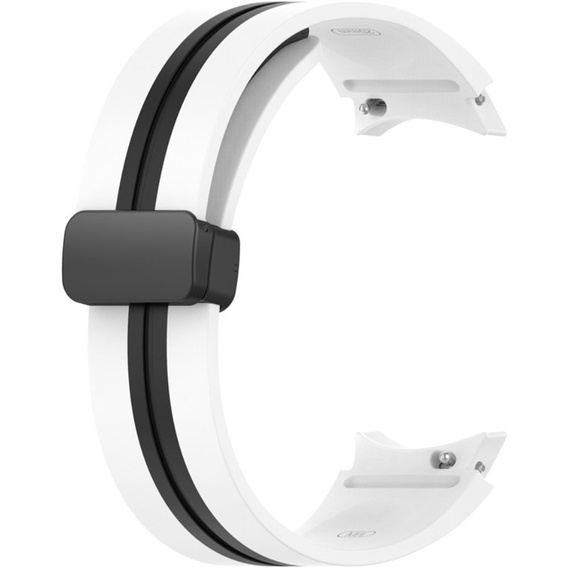 Pasek Silikonowy do Samsung Galaxy Watch 4/5/6/7/FE 40/42/43/44/45/46/47mm, Biały / Czarny