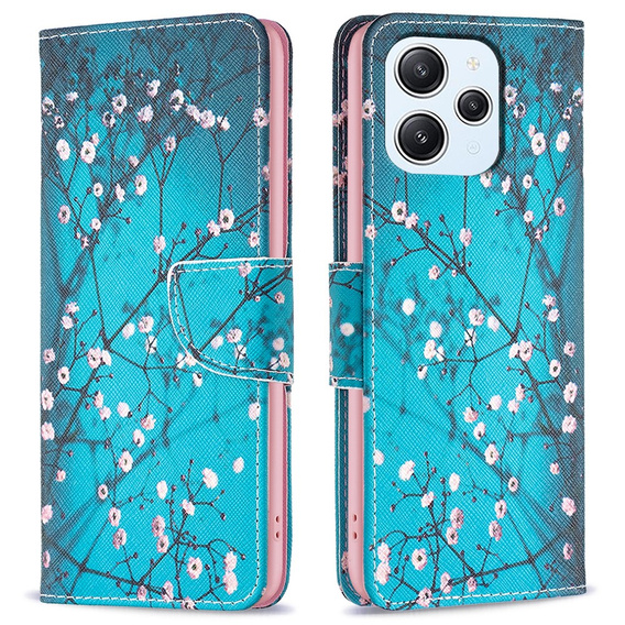 Etui z klapką do Xiaomi Redmi 12 4G, Wallet, Sakura niebieskie