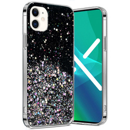 Zestaw Etui Brokat do iPhone 12/12  Pro, Czarne + Szkło
