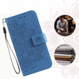 Zestaw Etui z klapką do Samsung Galaxy A54 5G, portfel Mandala i kwiaty, niebieskie + szkło