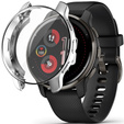 2w1 Etui z Osłoną Silikonową na ekran do Garmin Venu 2 Plus, Srebrne