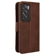 Etui z klapką do Oppo Reno 12, Card Slot, brązowe