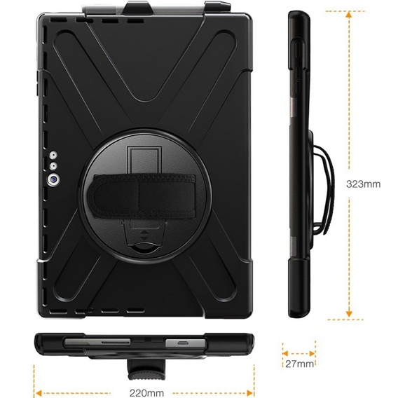 Etui do Microsoft Surface Pro 7+/ 7 / 6 / 5 / 4, Pancerne Ochronne, Czarne