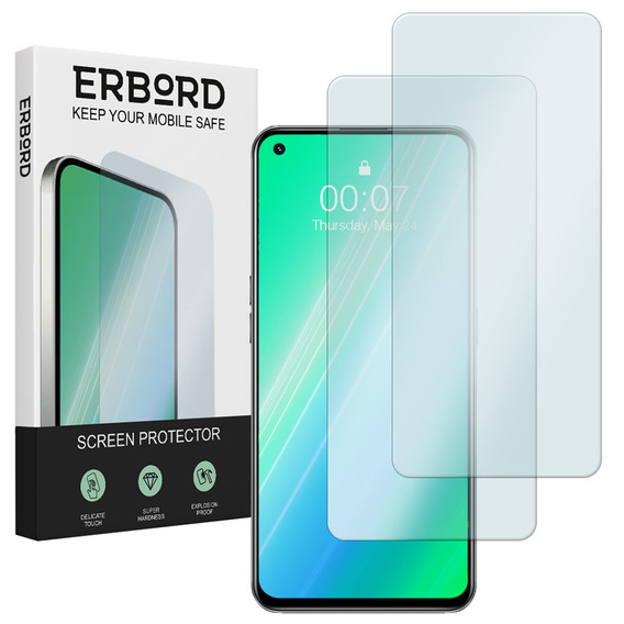 2x Szkło Hartowane do Huawei P40 Lite, ERBORD 9H Hard Glass, szybka