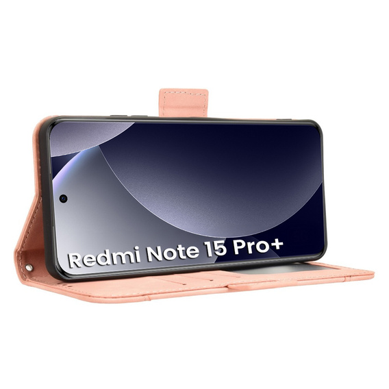 Etui z klapką do Xiaomi Redmi Note 15 Pro Plus 5G / Poco M8 Pro 5G, Card Slot, różowe