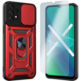 Zestaw Etui NOX Camera Slide do Samsung Galaxy A13 4G - Red + Szkło