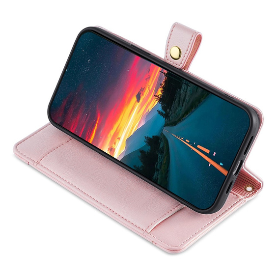 Etui z klapką do Realme 12 Pro 5G / 12 Pro+ 5G, Wallet Zipper Pocket, różowe