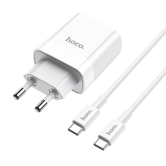 HOCO Network Ładowarka Sieciowa PD20W/QC3.0 - White + Kabel USB Type-C