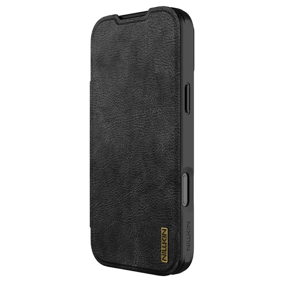 Etui z klapką NILLKIN do iPhone 17 Pro, CamShield Qin Pro, skórzane, czarne