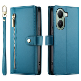 Etui z klapką do Xiaomi Poco X7 Pro 5G, Wallet Zipper Pocket, niebieskie
