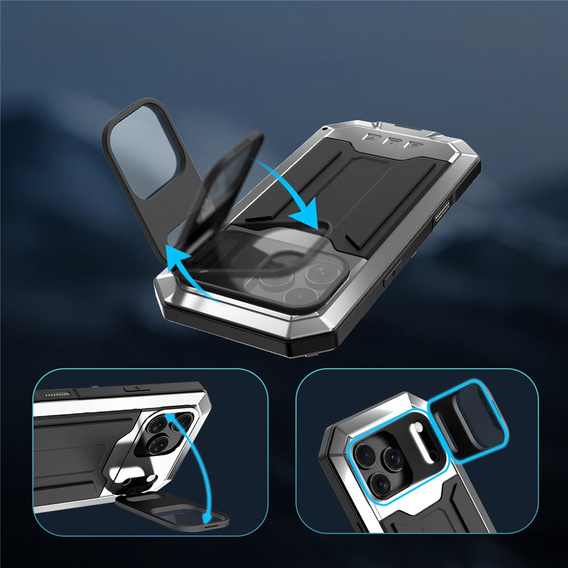 Etui pancerne do iPhone 17 Pro Max, R-JUST, srebrne