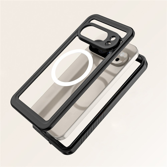Etui Wodoodporne IP68 do Google Pixel 10 Pro, Redpepper, do MagSafe, przezroczyste z czarną ramką