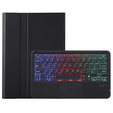 Etui z podświetlaną klawiaturą bluetooth touchpad do Samsung Galaxy Tab S10 Lite / S10 FE / S9 FE, Czarne