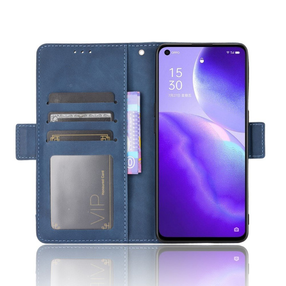 Etui z klapką do Oppo Reno 5 5G, Card Slot, niebieskie