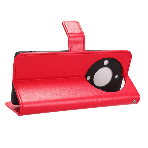 Etui z klapką do Honor Magic 5 Lite, Crazy Horse Wallet, czerwone