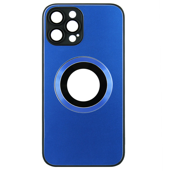 Zestaw Etui do Magsafe do iPhone 13 Pro Max, Hole for Apple Logo, niebieskie + Szkło