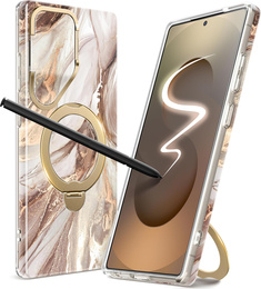 Etui GVIEWIN do Samsung Galaxy S25 Ultra, MagSafe Stand, Topaz/Gold