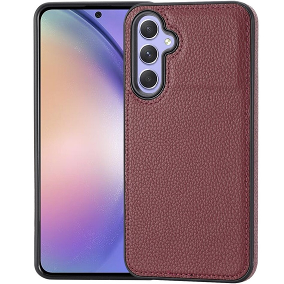 Etui skórzane do Samsung Galaxy A54, Obudowa Lychee leather Case, bordowe