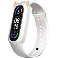 Pasek Silikonowy do Xiaomi Mi Band 5/6/7/7 NFC, Kocie uszy, Biały