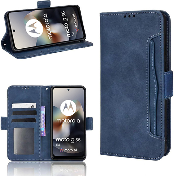 Etui z klapką do Motorola Moto G56 5G, Card Slot, granatowe