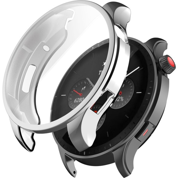 2w1 Etui z osłoną na ekran do Amazfit GTR 4 46mm, Srebrne
