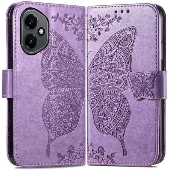 Etui z klapką do Honor 400 5G, Butterfly, fioletowe