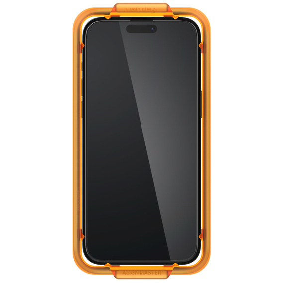 Szkło Hartowane z ramką do montażu SPIGEN Alm Glass FC do iPhone 15 Pro Max, Czarne (2 sztuki)