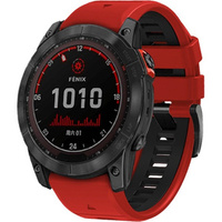 Pasek Silikonowy QuickFit do Garmin Fenix 22mm, Czerwony / Czarny